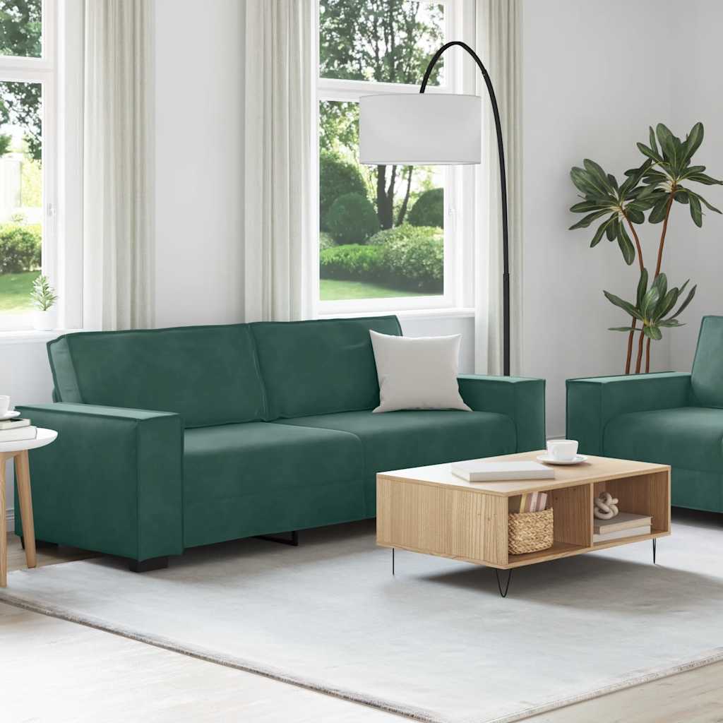 Set di Divani 2 pz con Cuscini Verde scuro in Velluto - homemem39