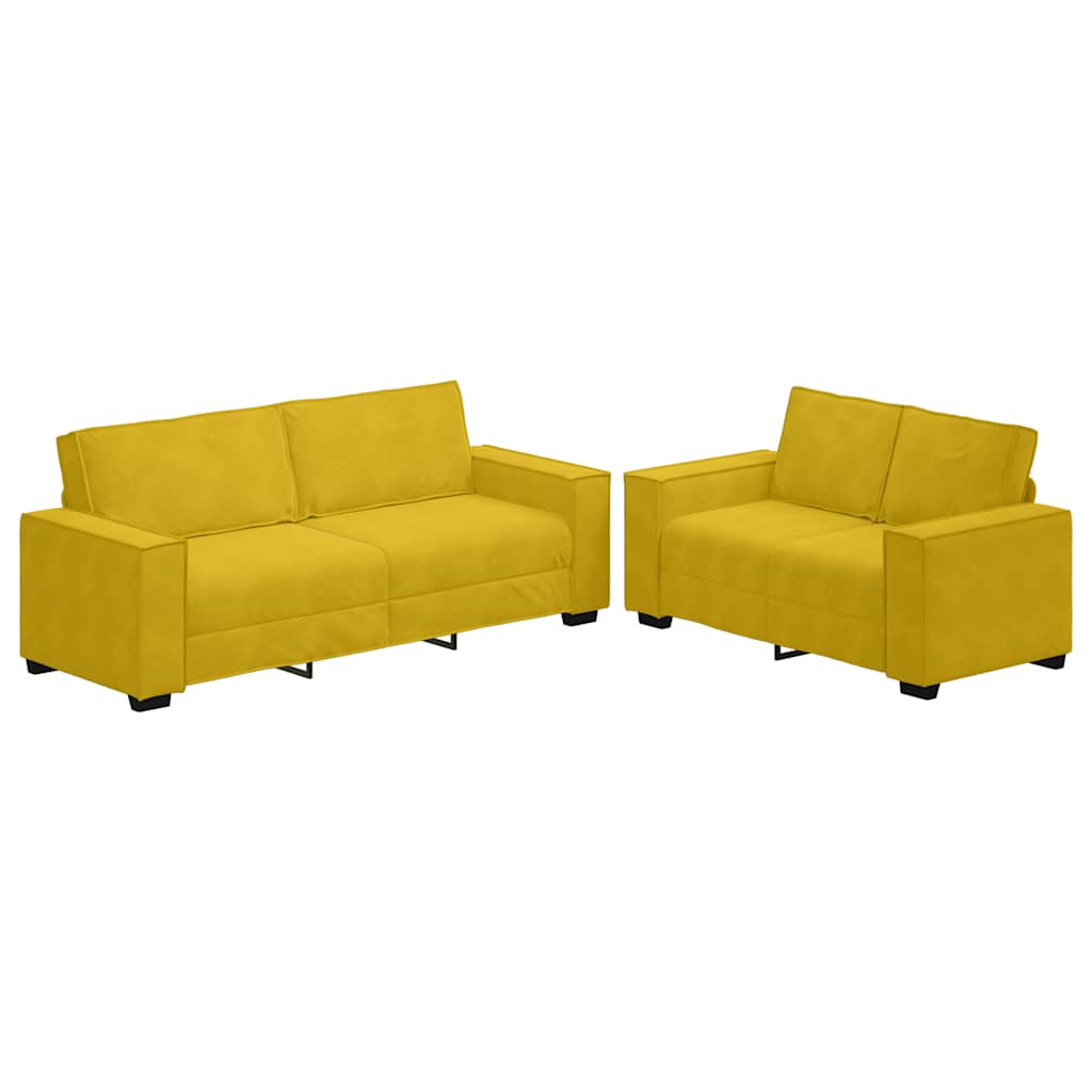 Set di Divani 2 pz con Cuscini giallo in Velluto | homemem39