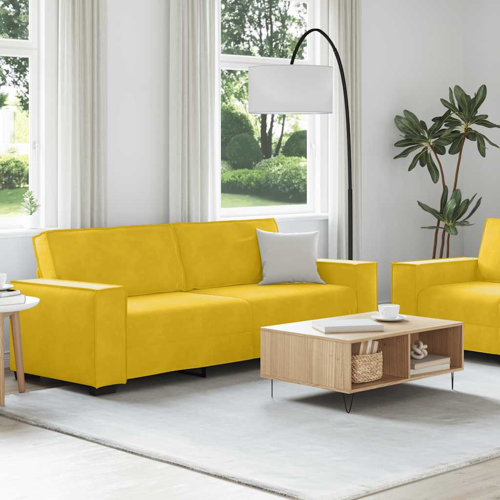 Set di Divani 2 pz con Cuscini giallo in Velluto | homemem39