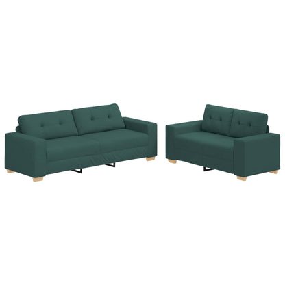 Divano 2 pcs Verde Tessuto misto lino
