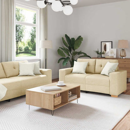 Divano 2 pcs Crema 221 x 80 x 80 cm Tessuto misto lino | homemem39