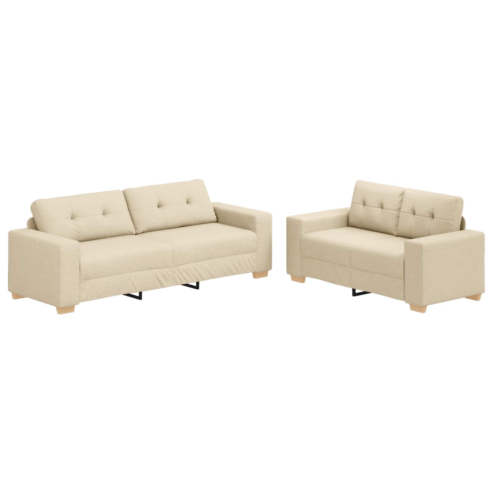 Divano 2 pcs Crema 221 x 80 x 80 cm Tessuto misto lino | homemem39