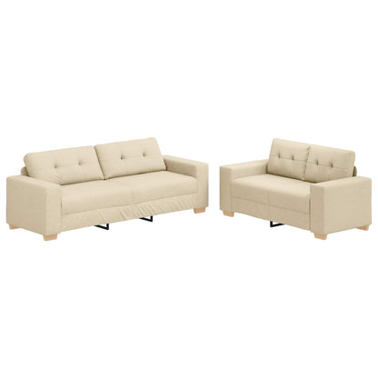 Divano 2 pcs Crema 221 x 80 x 80 cm Tessuto misto lino | homemem39