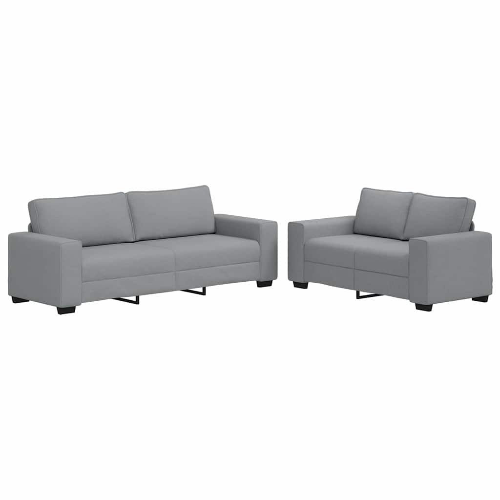 Set di Divani 2 pz con Cuscini Grigio Chiaro in Tessuto - homemem39