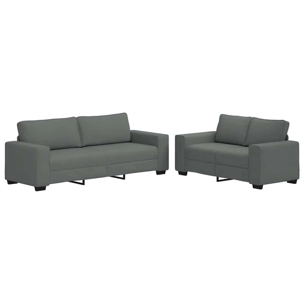 Set di Divani 2 pz con Cuscini Grigio Scuro in Tessuto | homemem39