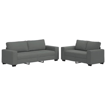 Set di Divani 2 pz con Cuscini Grigio Scuro in Tessuto | homemem39