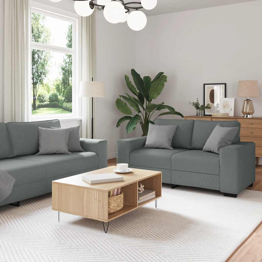 Set di Divani 2 pz con Cuscini Grigio Scuro in Tessuto | homemem39