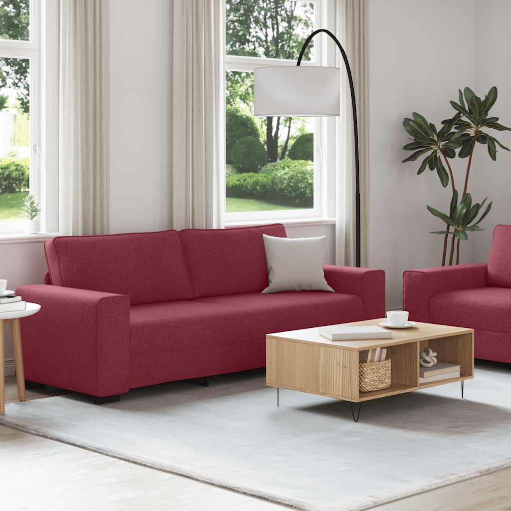 Set di Divani 2 pz con Cuscini Rosso Vino in Tessuto | homemem39
