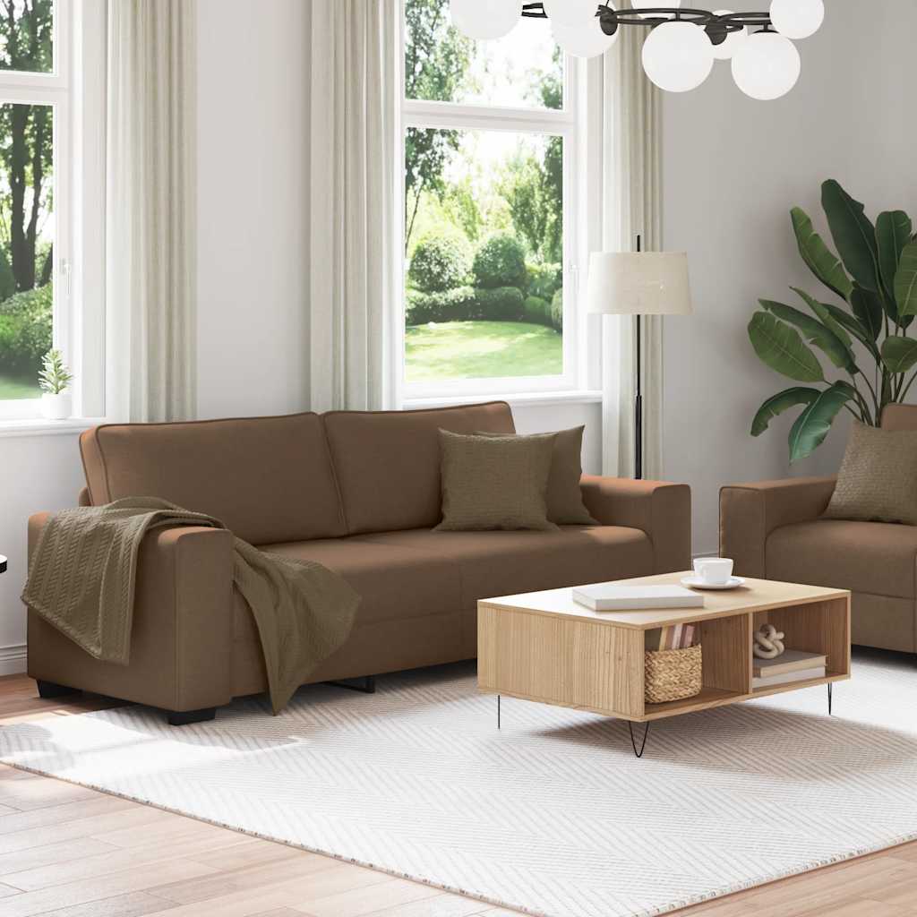 Set di Divani 2 pz con Cuscini Marrone in Tessuto | homemem39