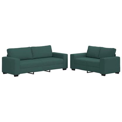 Set di Divani 2 pz con Cuscini Verde scuro in Tessuto | homemem39