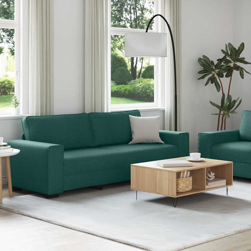 Set di Divani 2 pz con Cuscini Verde scuro in Tessuto | homemem39