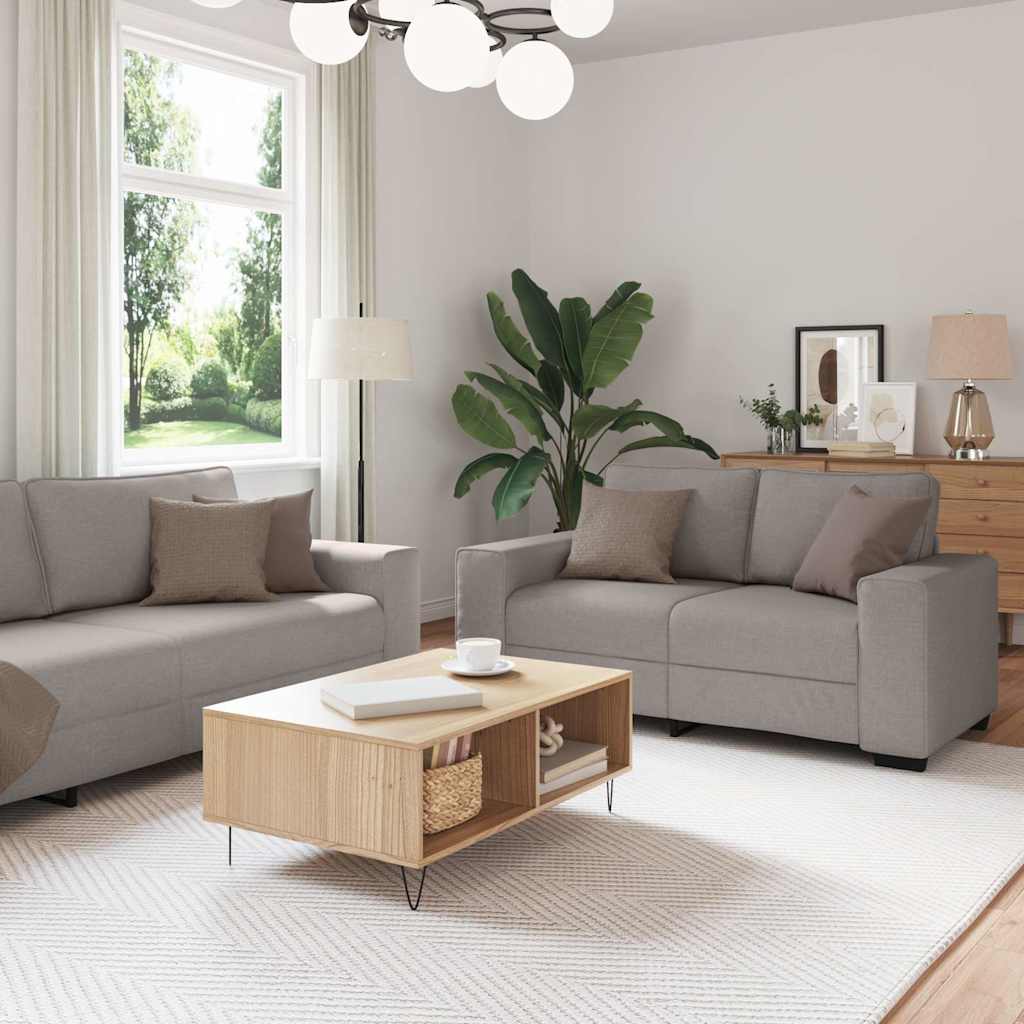 Set di Divani 2 pz con Cuscini Tortora in Tessuto | homemem39