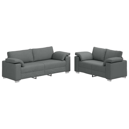Set di divani 2 pcs Grigio scuro 219 x 77 x 82 cm Tessuto