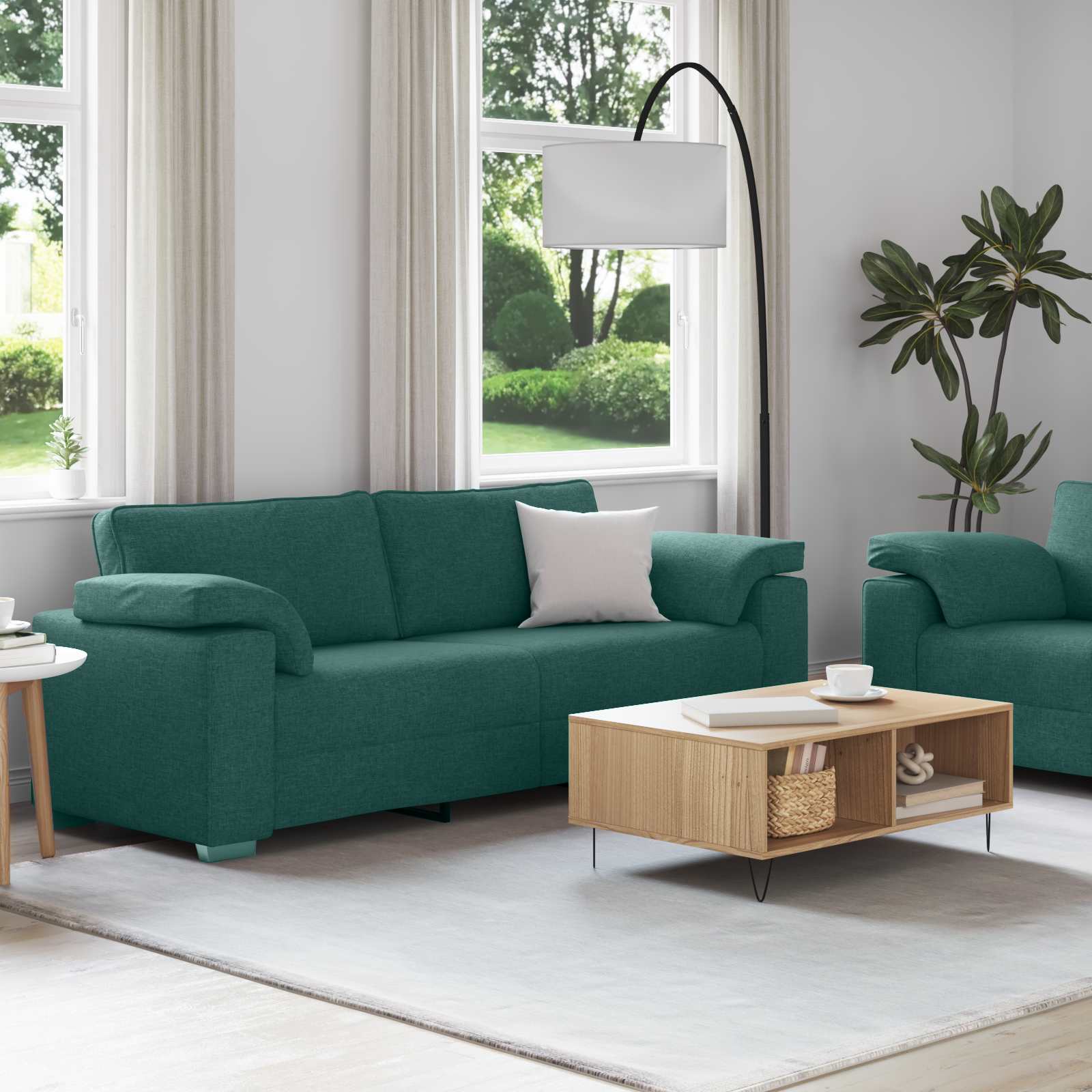Divano 2 pcs Verde Scuro 219 x 80 x 82 cm Tessuto | homemem39