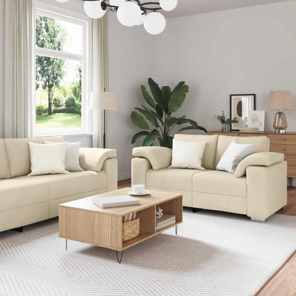 Divano 2 pcs Crema 219 x 80 x 82 cm Tessuto