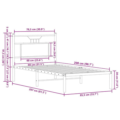Giroletto senza Materasso Rovere Fumo 80x200 cm in Truciolato
