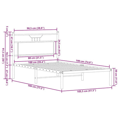 Giroletto senza Materasso Rovere Fumo 100x190 cm in Truciolato