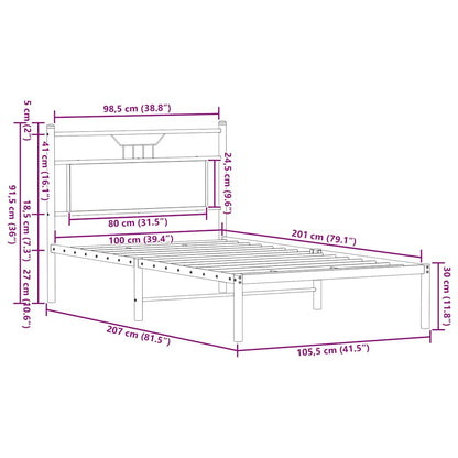 Giroletto senza Materasso Rovere Fumo 100x200 cm in Truciolato