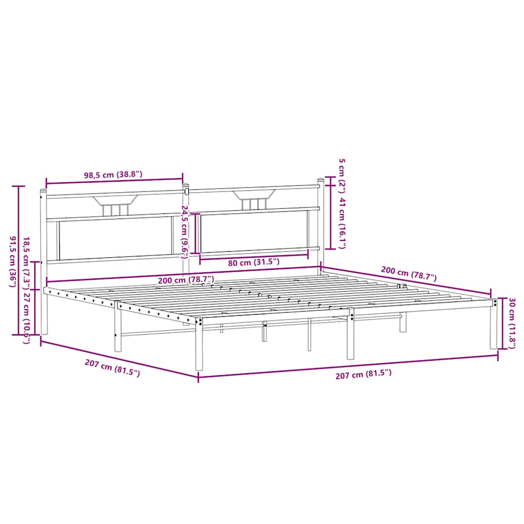 Giroletto senza Materasso Rovere Fumo 200x200 cm in Truciolato
