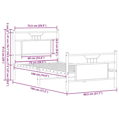 Giroletto senza Materasso Rovere Fumo 75x190 cm in Truciolato