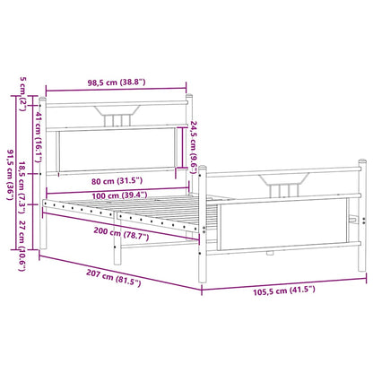 Giroletto senza Materasso Rovere Fumo 90x200 cm in Truciolato