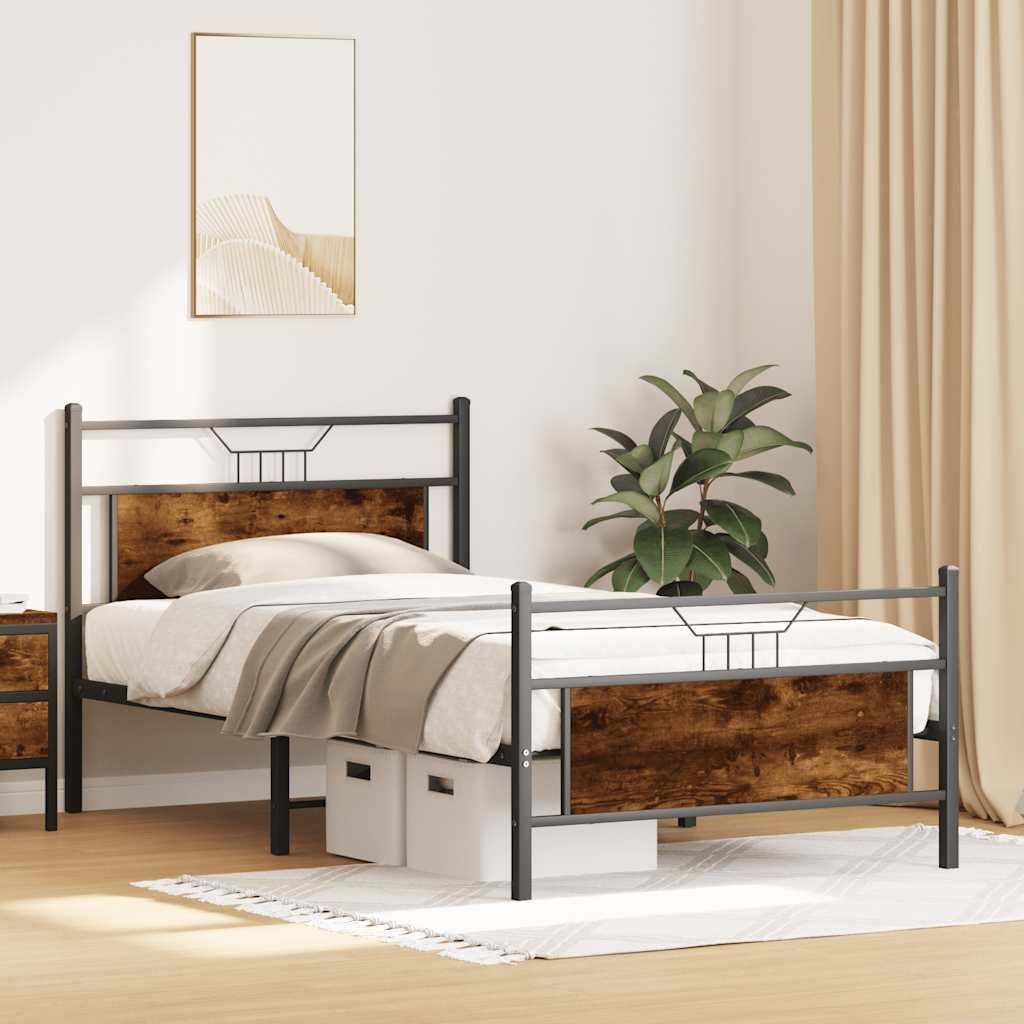 Giroletto senza Materasso Rovere Fumo 100x190 cm in Truciolato