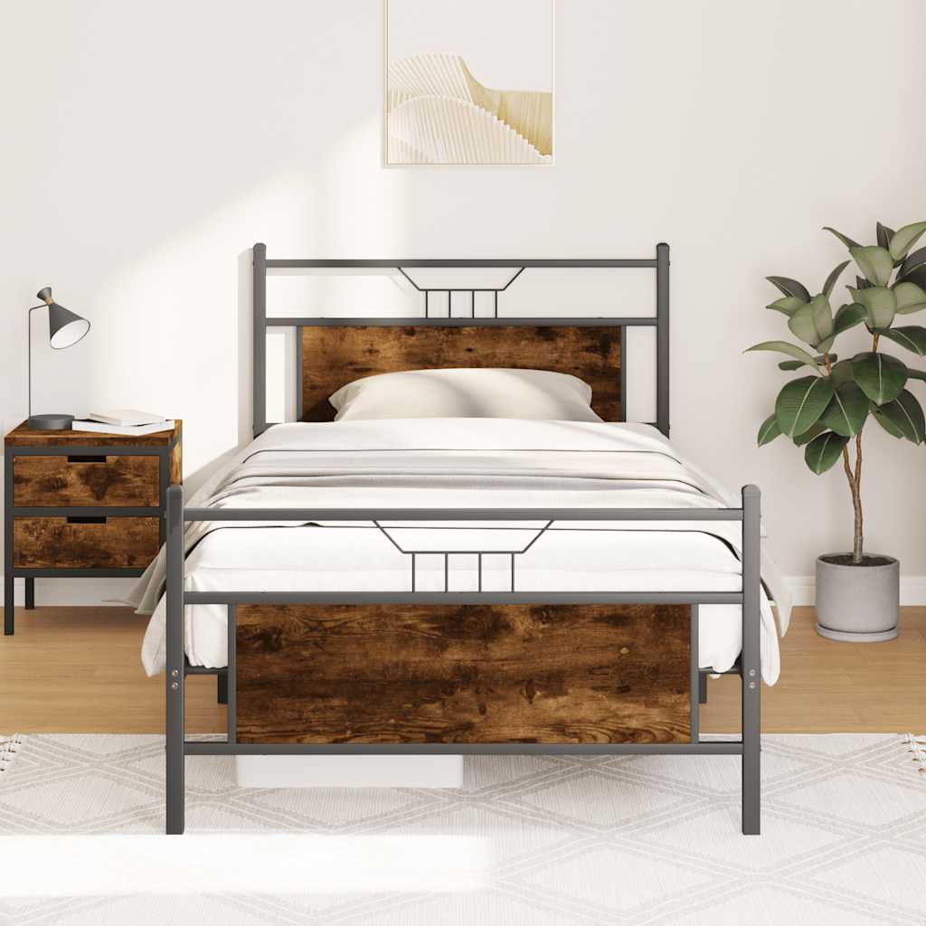 Giroletto senza Materasso Rovere Fumo 100x190 cm in Truciolato