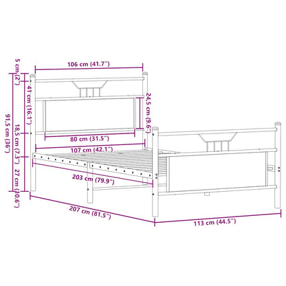 Giroletto senza Materasso Rovere Fumo 107x203 cm in Truciolato
