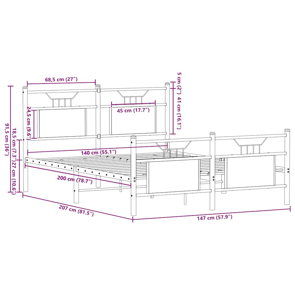 Giroletto senza Materasso Rovere Fumo 140x200 cm in Truciolato - homemem39