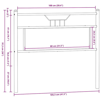 Testiera Rovere Fumo 100 cm in Legno Multistrato e Acciaio - homemem39