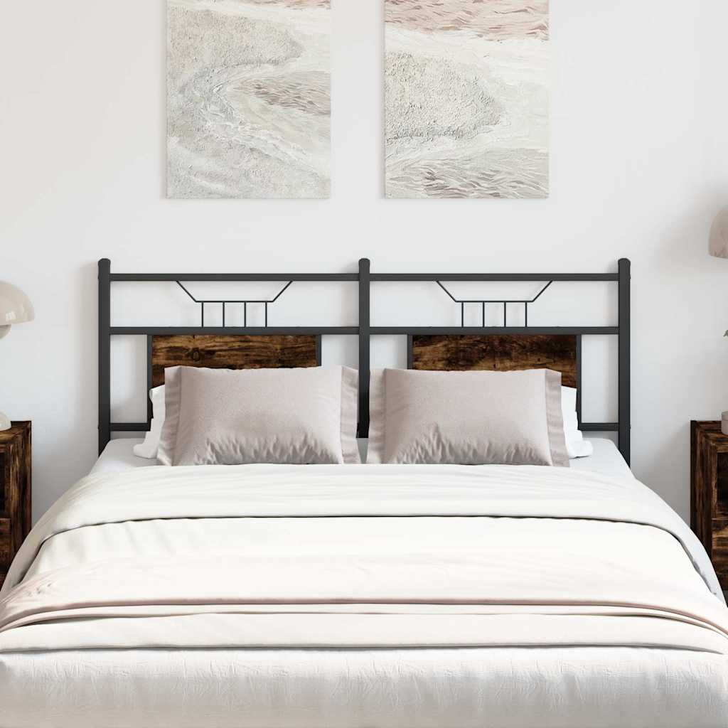 Testiera Rovere Fumo 137 cm in Legno Multistrato e Acciaio - homemem39