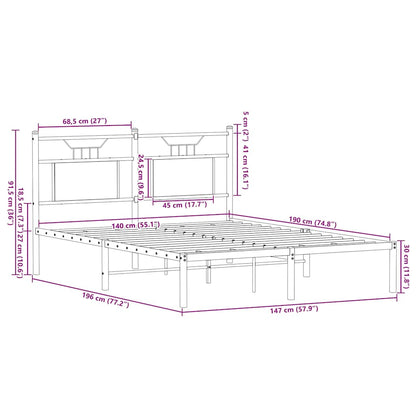 Giroletto senza Materasso Rovere Sonoma 140x190cm in Truciolato - homemem39