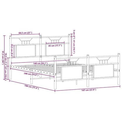Giroletto senza Materasso Rovere Marrone 140x190 cm Truciolato