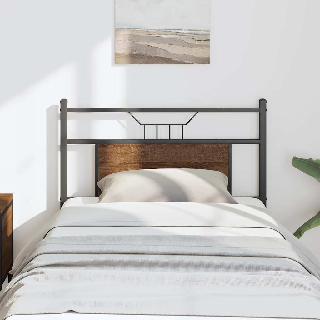 Testiera Rovere Marrone 80 cm in Legno Multistrato e Acciaio - homemem39