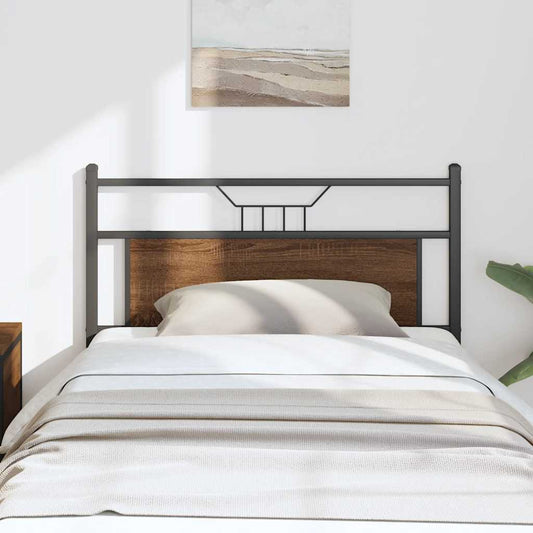 Testiera Rovere Marrone 107 cm in Legno Multistrato e Acciaio - homemem39