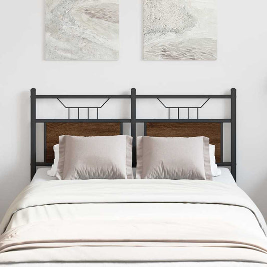 Testiera Rovere Marrone 120 cm in Legno Multistrato e Acciaio - homemem39