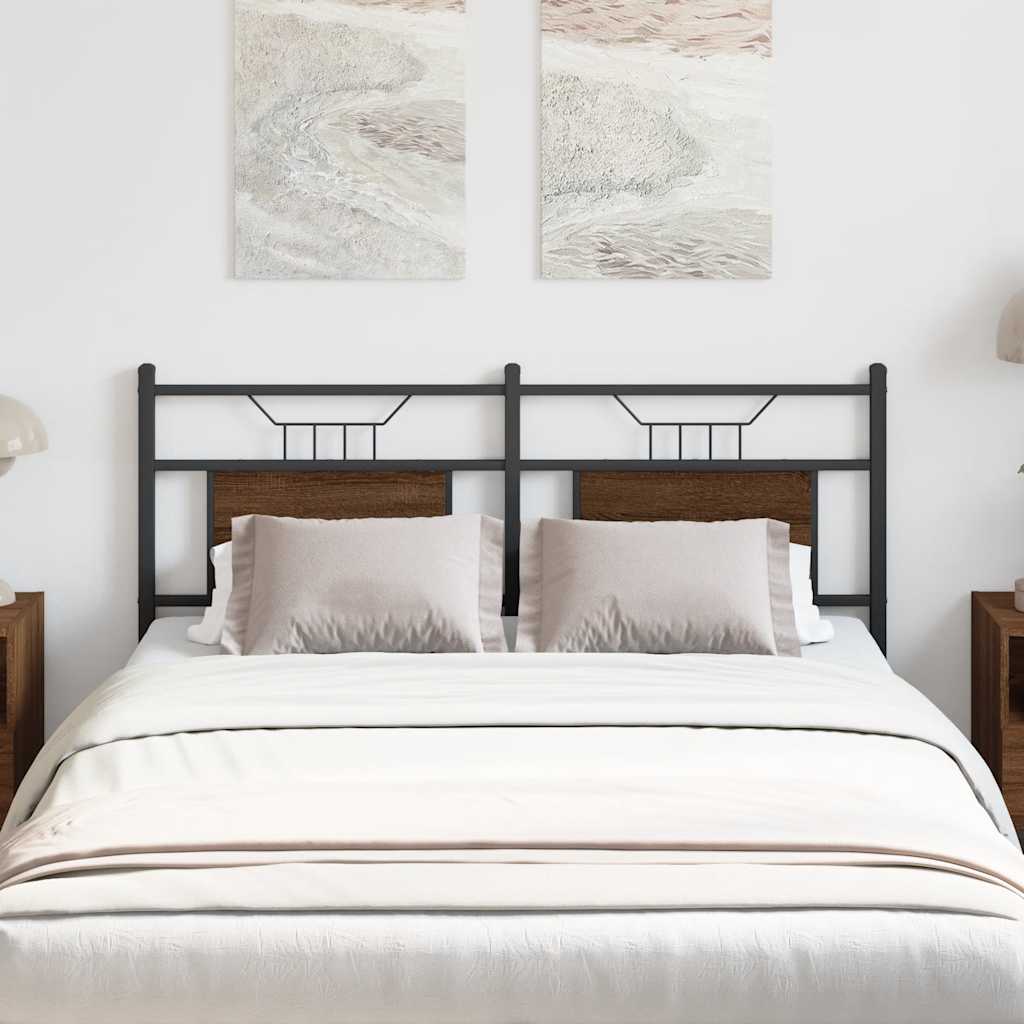 Testiera Rovere Marrone 137 cm in Legno Multistrato e Acciaio - homemem39