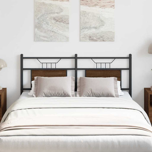 Testiera Rovere Marrone 137 cm in Legno Multistrato e Acciaio - homemem39