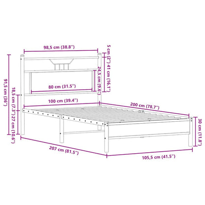 Giroletto senza Materasso Rovere Fumo 100x200 cm in Truciolato