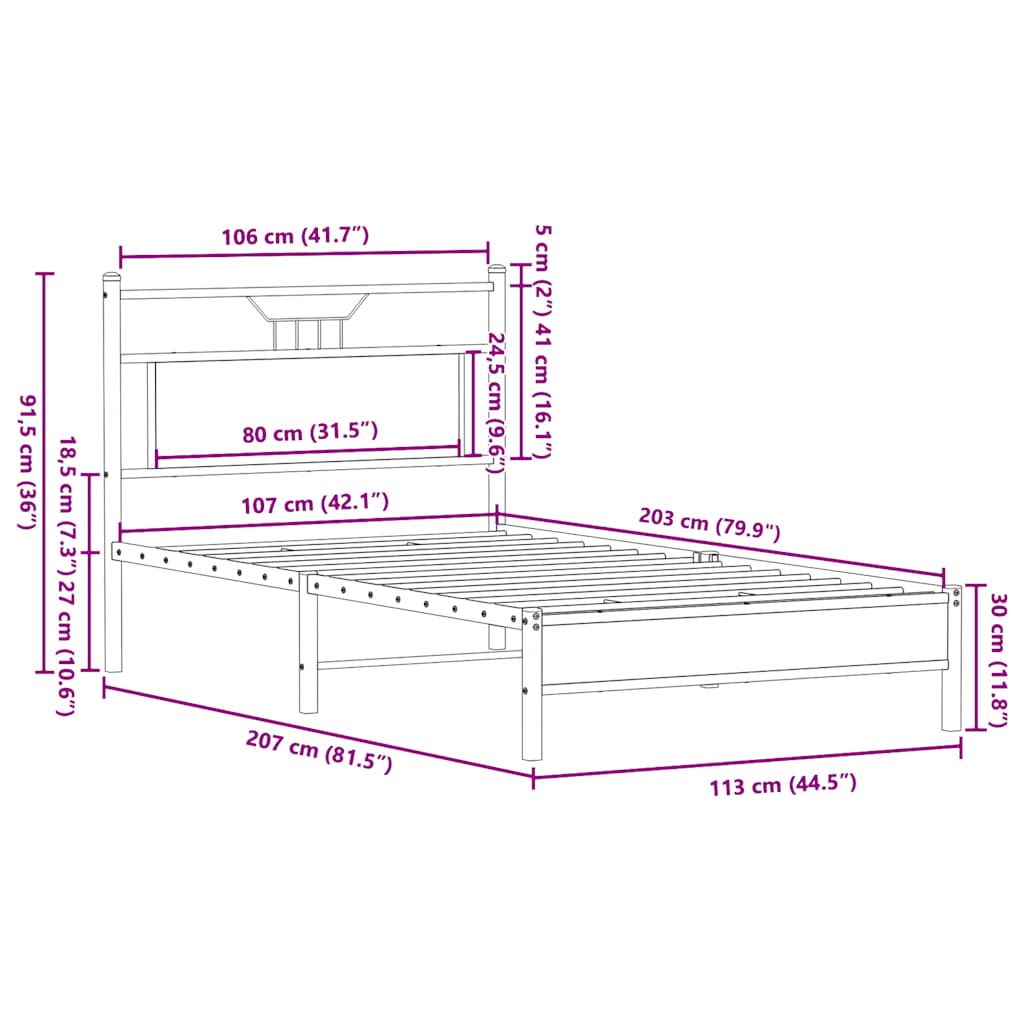 Giroletto senza Materasso Rovere Fumo 107x203 cm in Truciolato