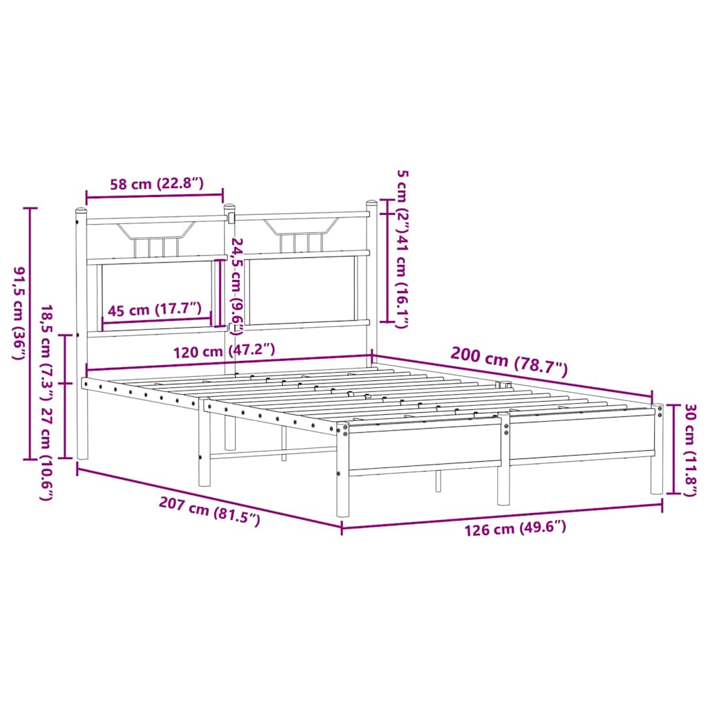 Giroletto senza Materasso Rovere Fumo 120x200 cm in Truciolato