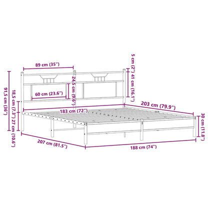 Giroletto senza Materasso Rovere Fumo 183x203 cm in Truciolato | homemem39