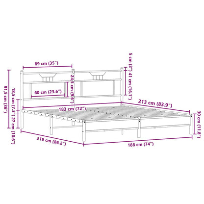 Giroletto senza Materasso Rovere Fumo 183x213 cm in Truciolato