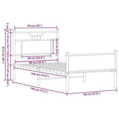 Giroletto senza Materasso Rovere Fumo 90x190 cm in Truciolato