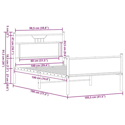 Giroletto senza Materasso Rovere Fumo 100x190 cm in Truciolato