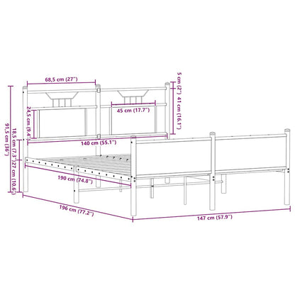Giroletto senza Materasso Rovere Fumo 140x190 cm in Truciolato - homemem39