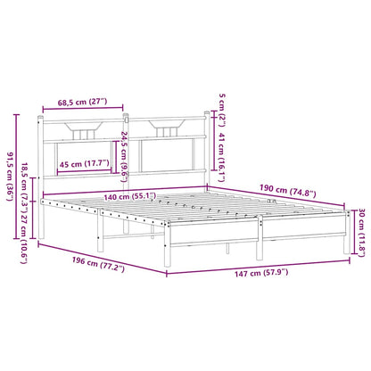 Giroletto senza Materasso Rovere Marrone 140x190 cm Truciolato - homemem39
