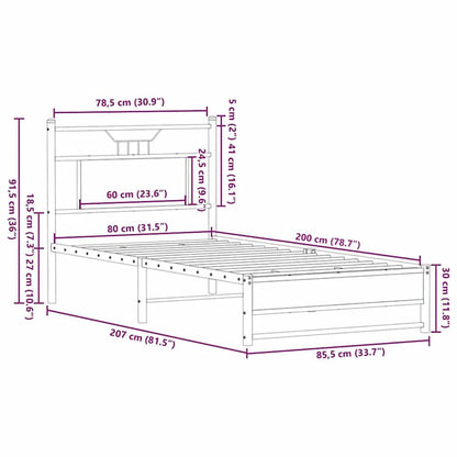 Giroletto senza Materasso Rovere Marrone 80x200cm in Truciolato