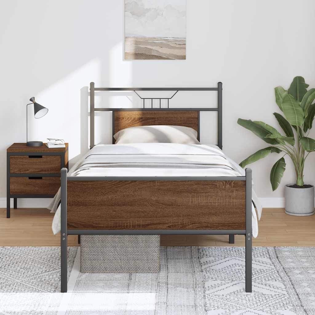 Giroletto senza Materasso Rovere Marrone 75x190cm in Truciolato