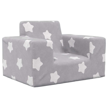 Divano per Bambini grigio chiaro con Stelle in Morbido Peluche
